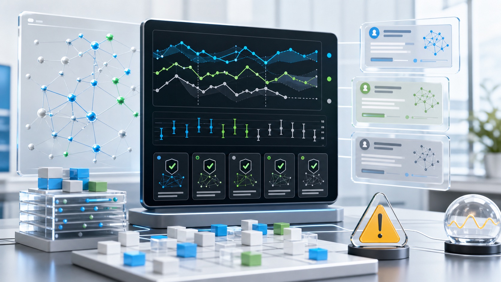 AI answer measurement dashboard showing volatile citation lines and evidence checks without guaranteed placement